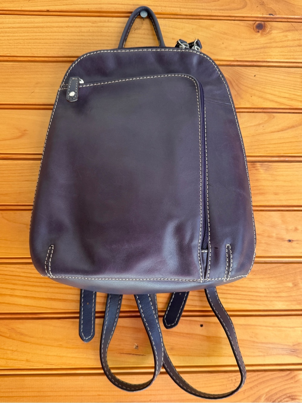 Leather Mini Backpack Purse Plum Purple 90s Y2K Small Chic Shoulder Bag